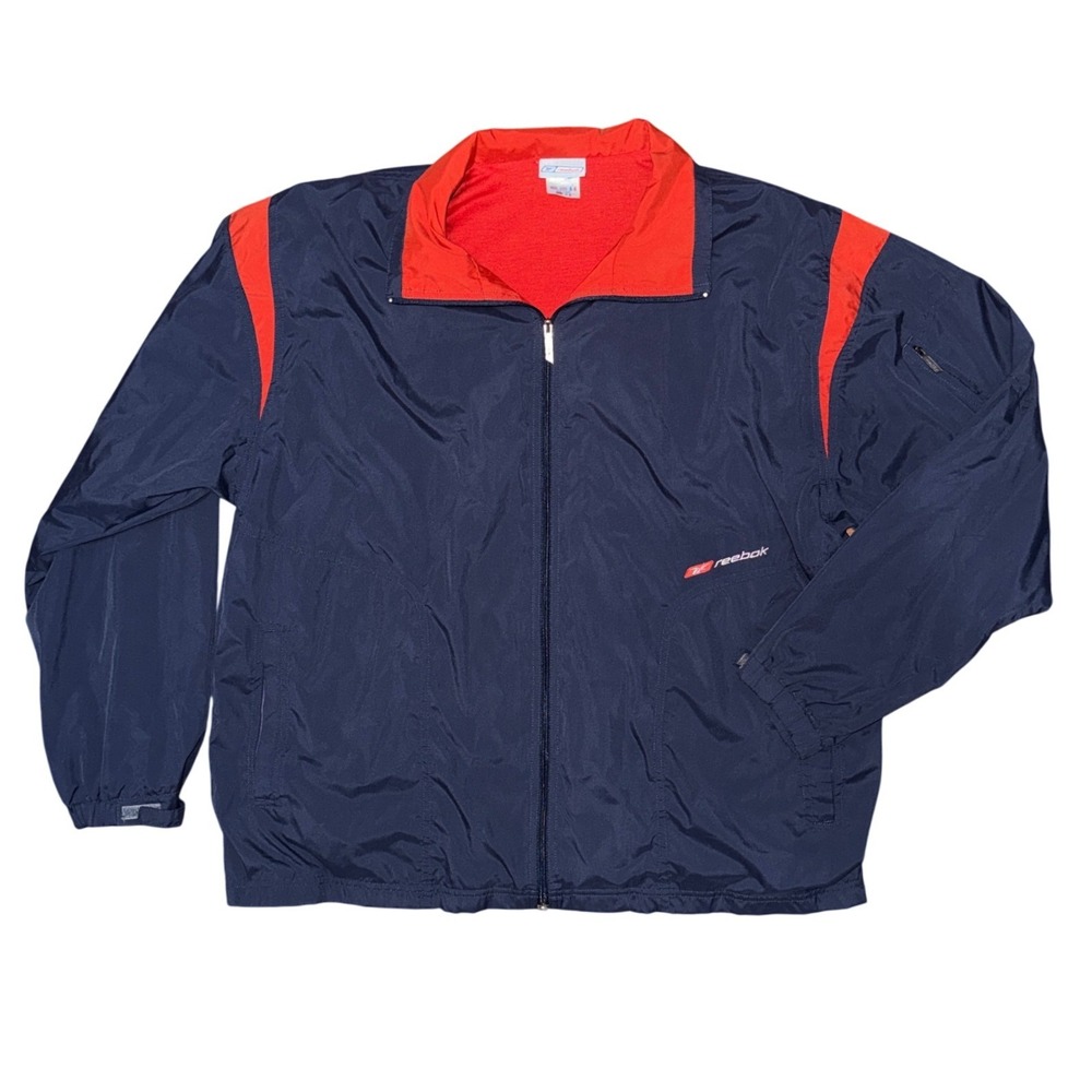 Reebok Vintage Y2K Navy Windbreaker Jacket Full Zip Gorp Sporty Retro Athleisure